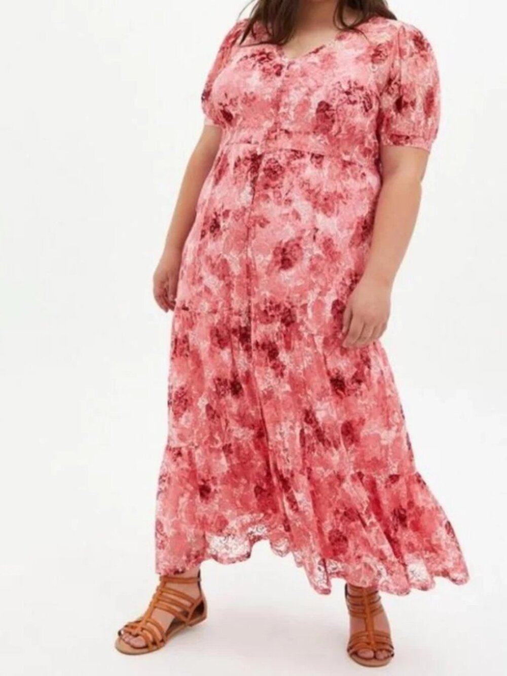 Torrid Pink Floral Lace Maxi Dress 3X 22/24 NWT